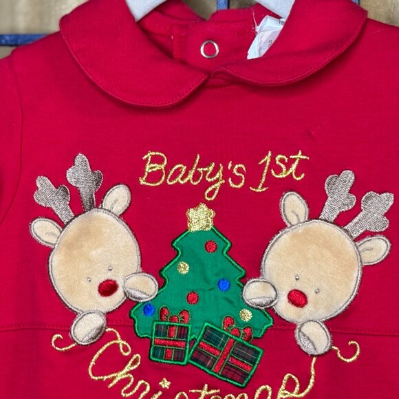 Vintage Baby’s 1st Christmas Romper Reindeer Embroidery – 0–3 Months - Picture 9 of 9